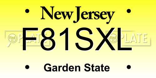 F81SXL New Jersey License Plate