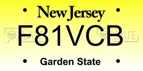 F81VCB New Jersey License Plate