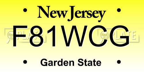 F81WCG New Jersey License Plate