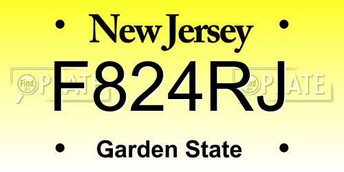 F824RJ New Jersey License Plate
