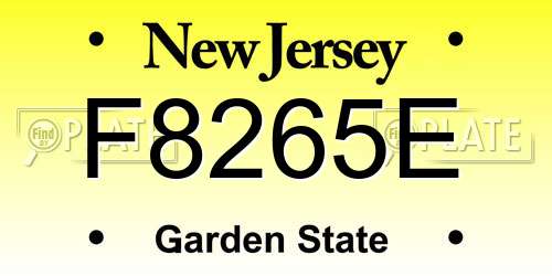 F8265E New Jersey License Plate