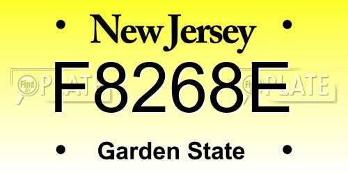 F8268E New Jersey License Plate