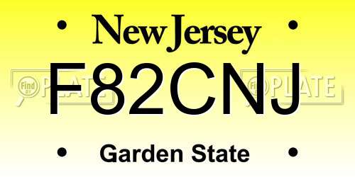 F82CNJ New Jersey License Plate