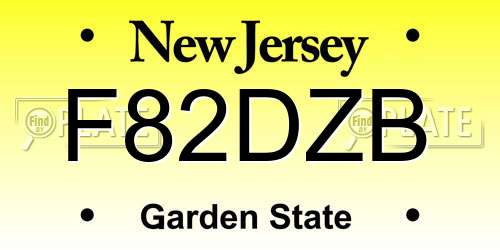 F82DZB New Jersey License Plate