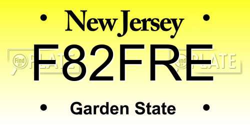 F82FRE New Jersey License Plate