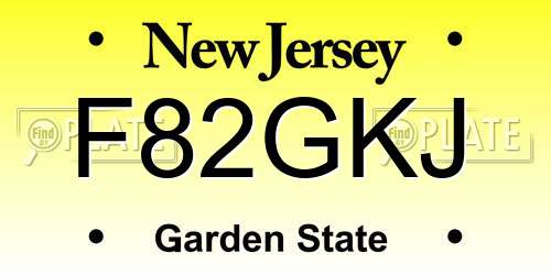 F82GKJ New Jersey License Plate