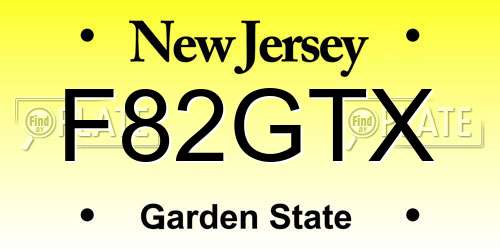 F82GTX New Jersey License Plate