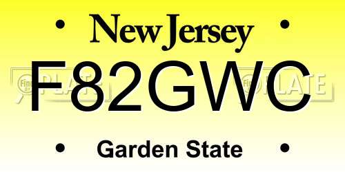 F82GWC New Jersey License Plate