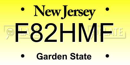 F82HMF New Jersey License Plate
