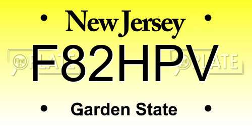 F82HPV New Jersey License Plate