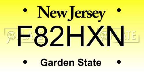 F82HXN New Jersey License Plate
