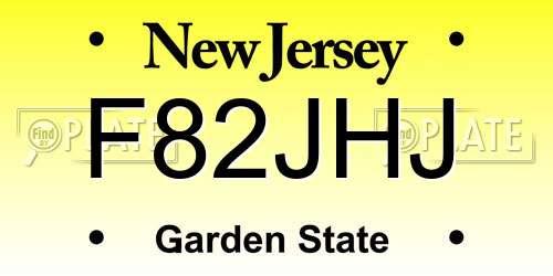 F82JHJ New Jersey License Plate