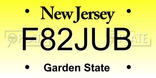 F82JUB New Jersey License Plate