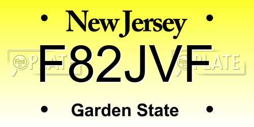 F82JVF New Jersey License Plate