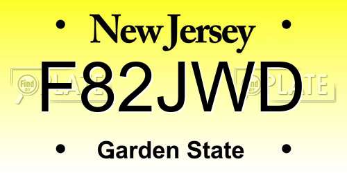 F82JWD New Jersey License Plate