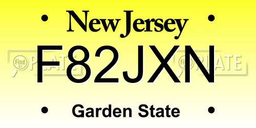 F82JXN New Jersey License Plate