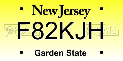 F82KJH New Jersey License Plate