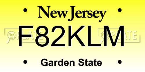F82KLM New Jersey License Plate