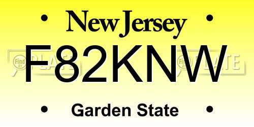 F82KNW New Jersey License Plate