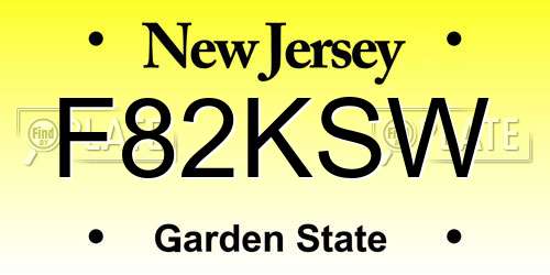 F82KSW New Jersey License Plate