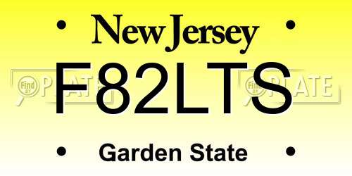 F82LTS New Jersey License Plate