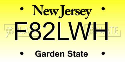 F82LWH New Jersey License Plate