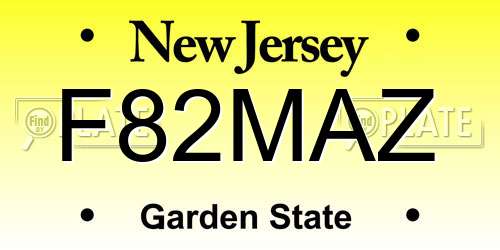 F82MAZ New Jersey License Plate