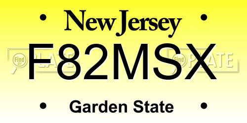 F82MSX New Jersey License Plate