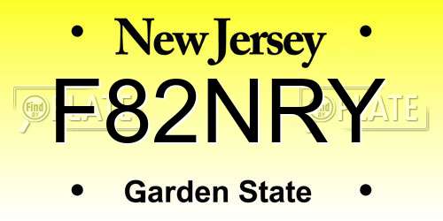F82NRY New Jersey License Plate