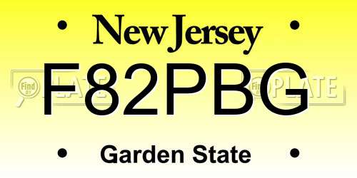 F82PBG New Jersey License Plate