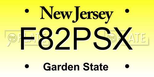 F82PSX New Jersey License Plate