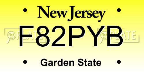 F82PYB New Jersey License Plate