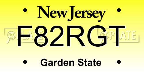F82RGT New Jersey License Plate