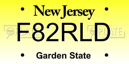 F82RLD New Jersey License Plate