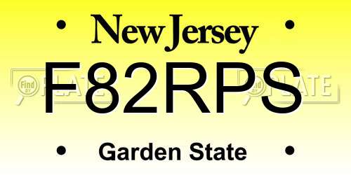 F82RPS New Jersey License Plate
