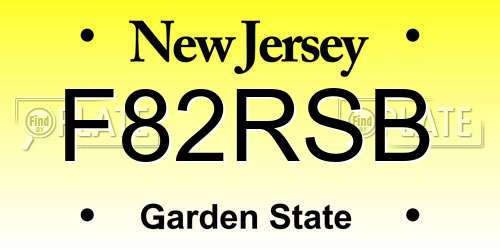 F82RSB New Jersey License Plate