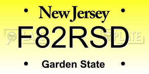 F82RSD New Jersey License Plate