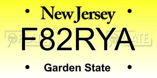 F82RYA New Jersey License Plate