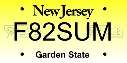 F82SUM New Jersey License Plate