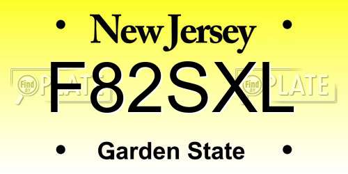 F82SXL New Jersey License Plate