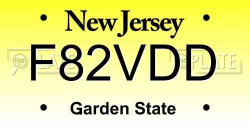F82VDD New Jersey License Plate