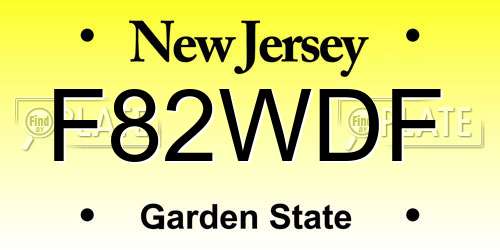 F82WDF New Jersey License Plate