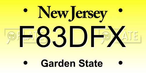 F83DFX New Jersey License Plate