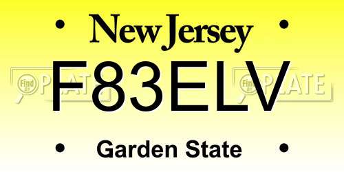 F83ELV New Jersey License Plate