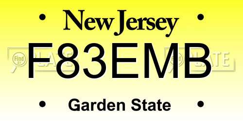 F83EMB New Jersey License Plate