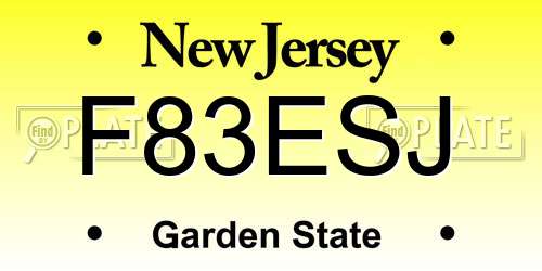 F83ESJ New Jersey License Plate