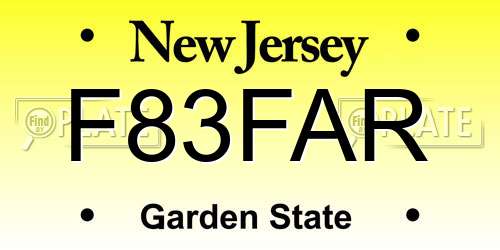 F83FAR New Jersey License Plate