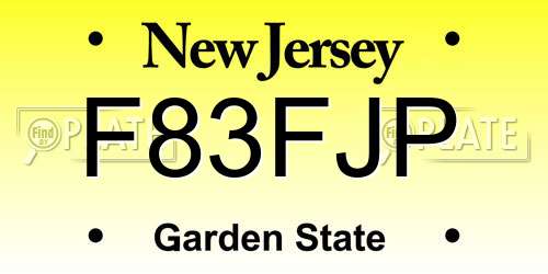 F83FJP New Jersey License Plate