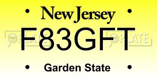 F83GFT New Jersey License Plate