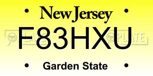 F83HXU New Jersey License Plate